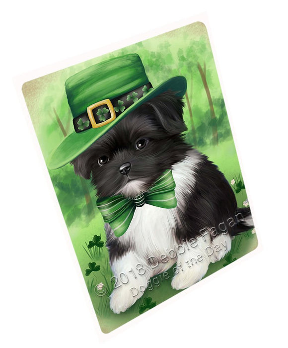 St. Patricks Day Irish Portrait Shih Tzu Dog Tempered Cutting Board C51714