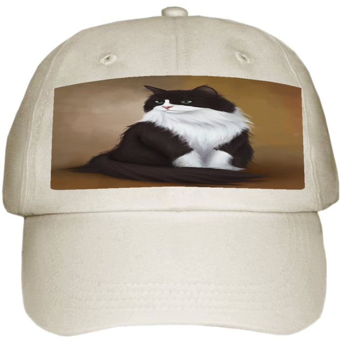 Tuxedo Cat Ball Hat Cap Off White