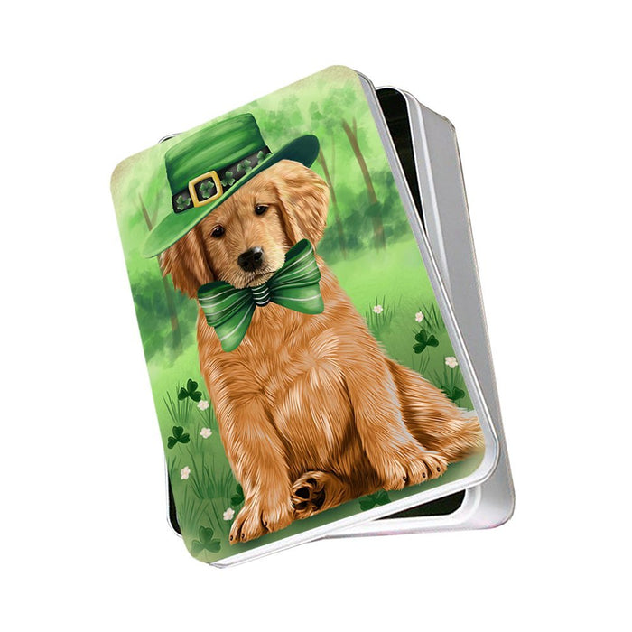 St. Patricks Day Irish Portrait Golden Retriever Dog Photo Storage Tin PITN48808