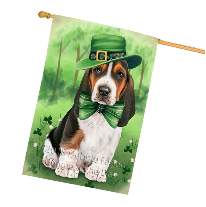 St. Patricks Day Irish Portrait Basset Hound Dog House Flag FLG49150