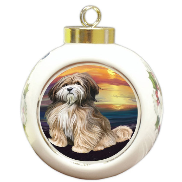 Tibetan Terrier Dog Round Ball Christmas Ornament RBPOR48528