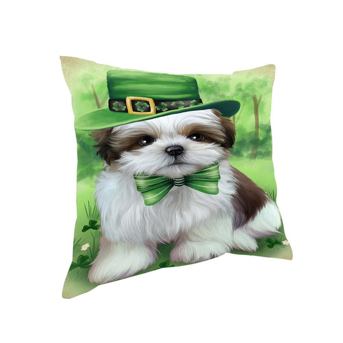 St. Patricks Day Irish Portrait Shih Tzu Dog Pillow PIL52976