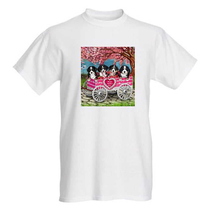 Women's Bernese Mountain Dogs in a Cart T-Shirt