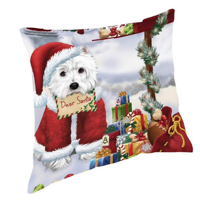 West Highland Terriers Dear Santa Letter Christmas Holiday Mailbox Dog Throw Pillow