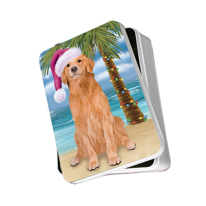 Summertime Golden Retriever Dog on Beach Christmas Photo Storage Tin PTIN0640