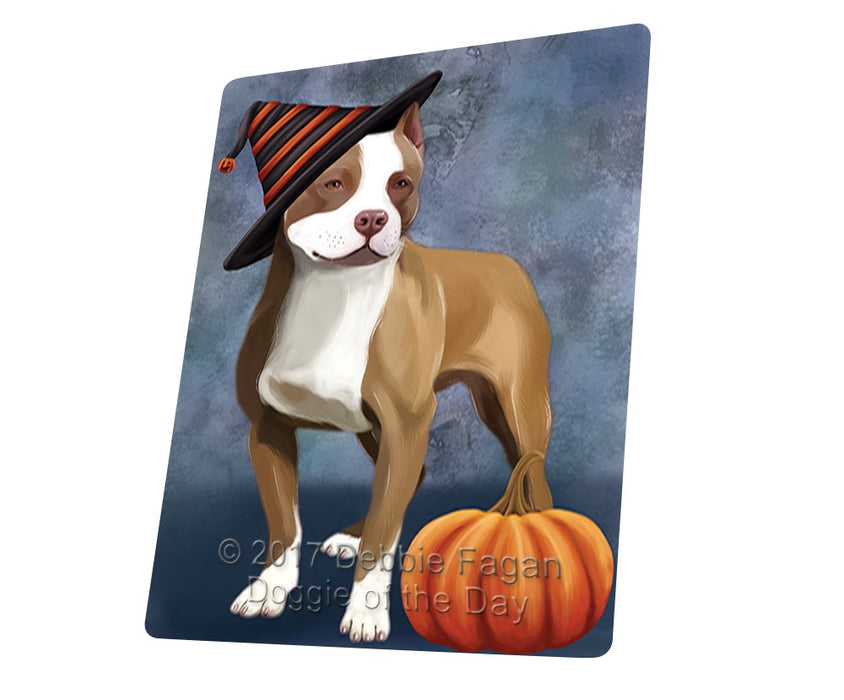 Happy Halloween Pit Bull Dog And Witch Hat And Pumpkin Magnet Mini (3.5" x 2")