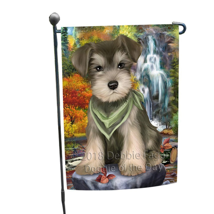 Scenic Waterfall Schnauzer Dog Garden Flag GFLG49327