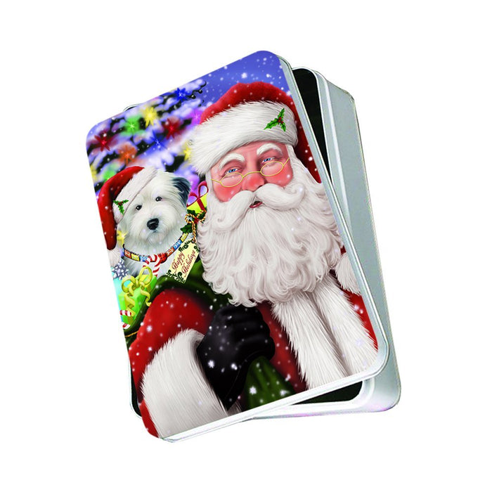 Santa Carrying Old English Sheepdog Presents Christmas Photo Storage Tin PTIN0031
