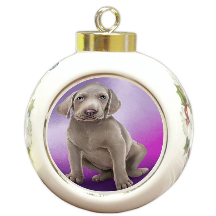 Weimaraner Dog Round Ball Christmas Ornament RBPOR48369