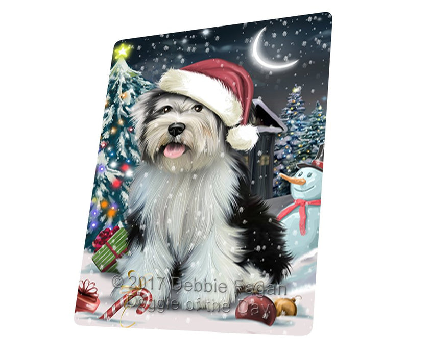 Have A Holly Jolly Christmas Tibetan Terrier Dog In Holiday Background Magnet Mini (3.5" x 2") D127
