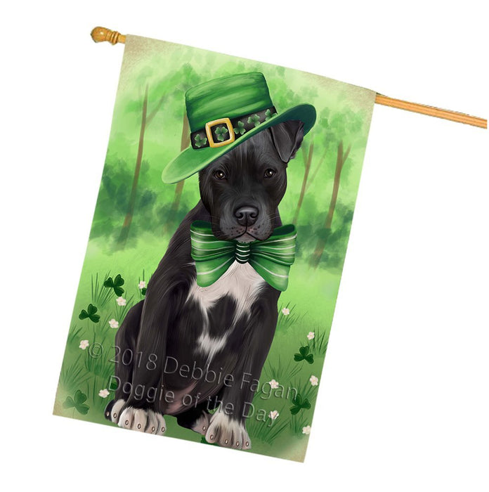 St. Patricks Day Irish Portrait Pit Bull Dog House Flag FLG49184