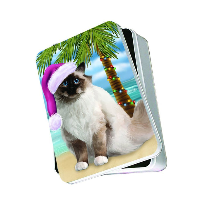 Summertime Birman Cat on Beach Christmas Photo Storage Tin PTIN0758