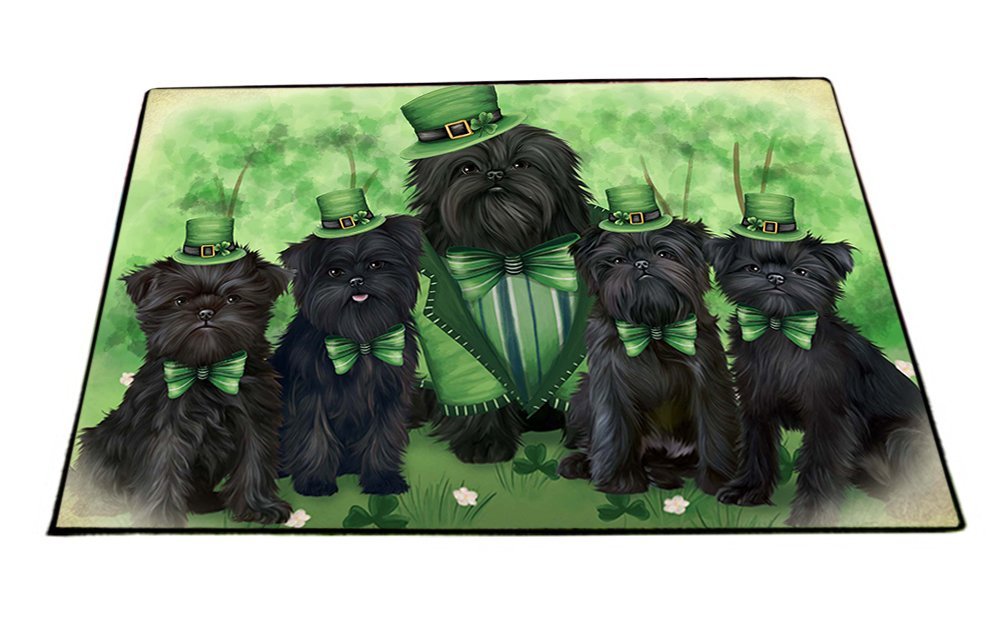 St. Patricks Day Irish Family Portrait Affenpinschers Dog Floormat FLMS48951