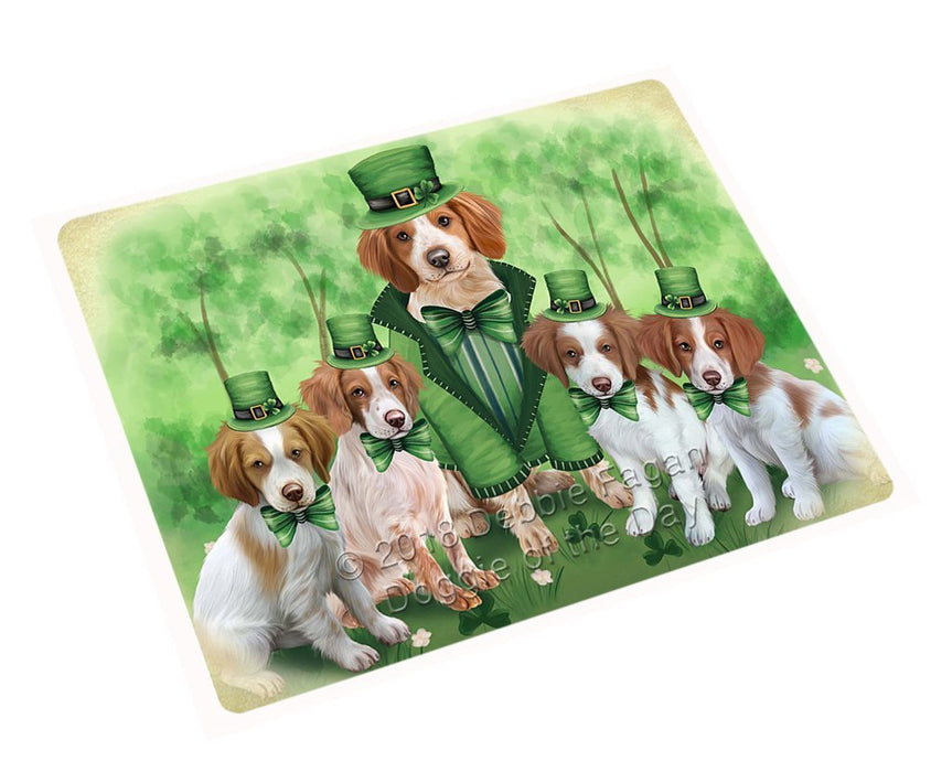 St. Patricks Day Irish Family Portrait Brittany Spaniels Dog Tempered Cutting Board C50097
