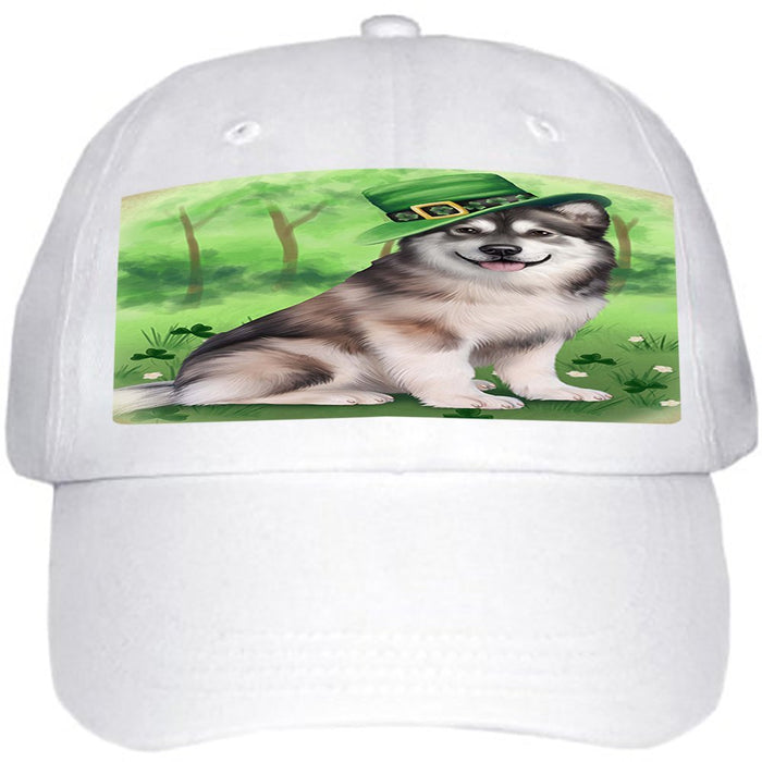 St. Patricks Day Irish Portrait Alaskan Malamute Dog Ball Hat Cap HAT49080