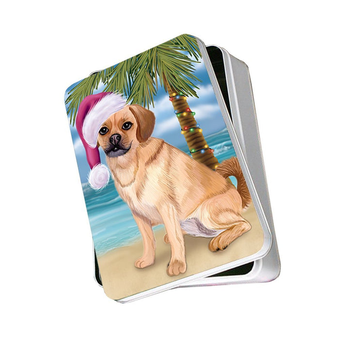 Summertime Puggle Dog on Beach Christmas Photo Storage Tin PTIN0726