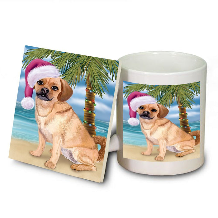 Summertime Puggle Dog on Beach Christmas Mug and Coaster Set MUC0704