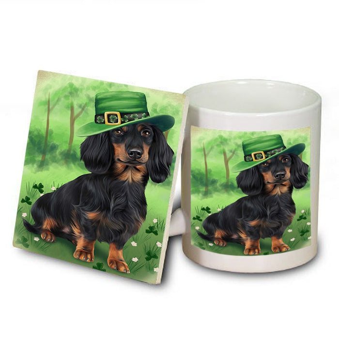 St. Patricks Day Irish Portrait Dachshund Dog Mug and Coaster Set MUC48448