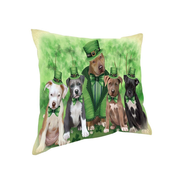 St. Patricks Day Irish Family Portrait Pit Bulls Dog Pillow PIL52728