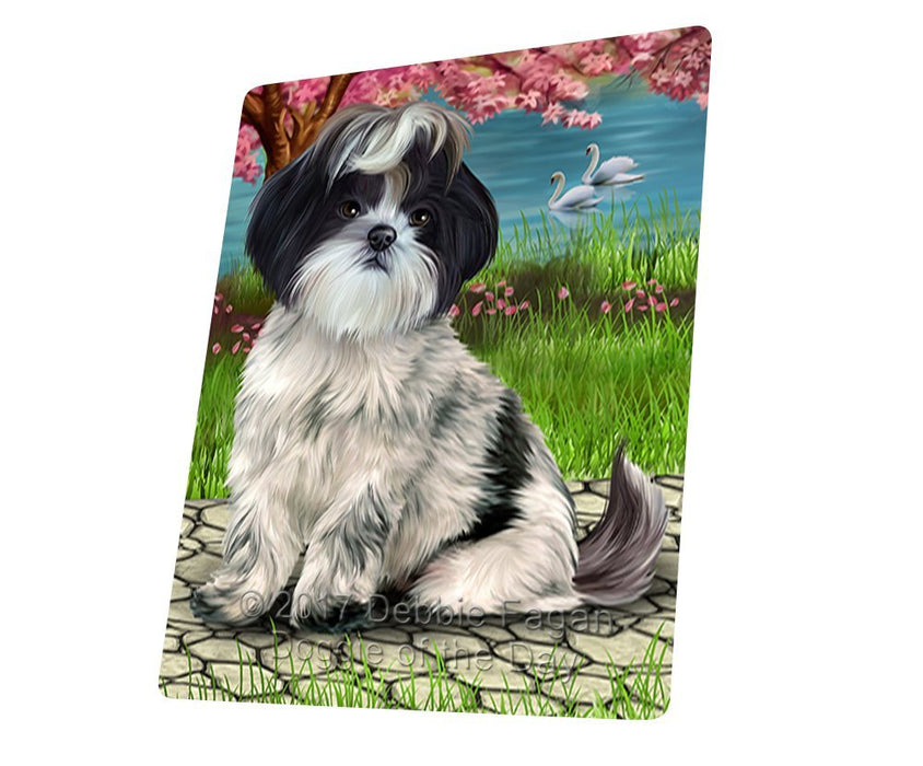 Shih Tzu Dog Art Portrait Print Woven Throw Sherpa Plush Fleece Blanket D437
