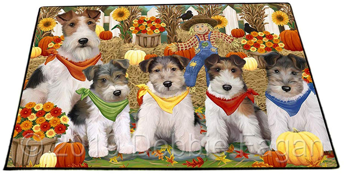 Harvest Time Festival Day Wire Fox Terriers Dog Floormat FLMS51645