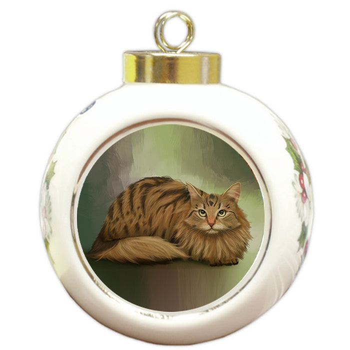 Siberian Cat Round Ball Christmas Ornament RBPOR48118