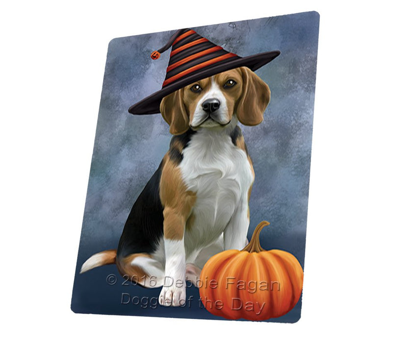 Happy Halloween Beagles Dog Wearing Witch Hat With Pumpkin Magnet Mini (3.5" x 2")