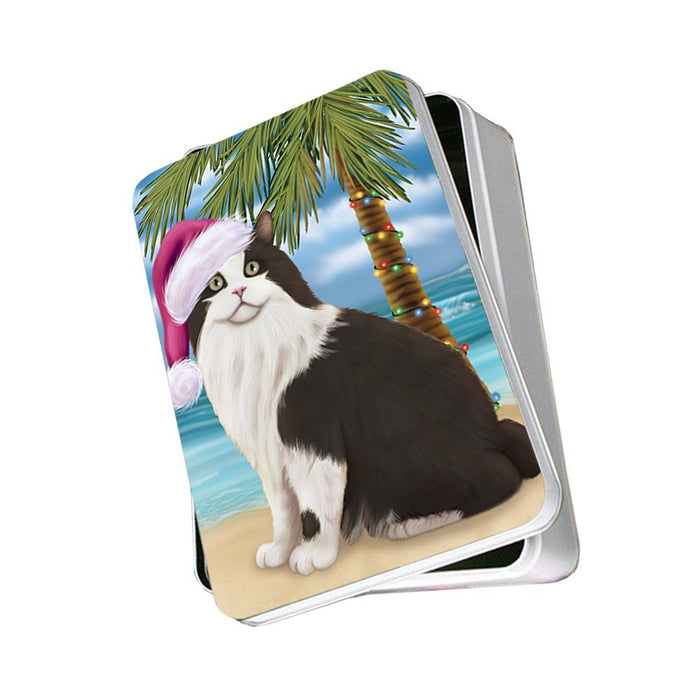 Summertime Cymric Cat on Beach Christmas Photo Storage Tin PTIN0630