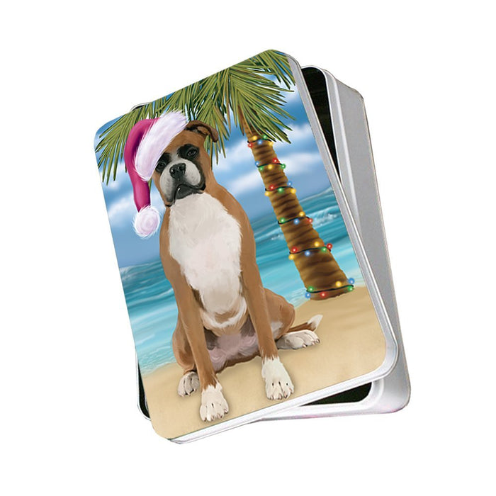 Summertime Boxer Dog on Beach Christmas Photo Storage Tin PTIN0587