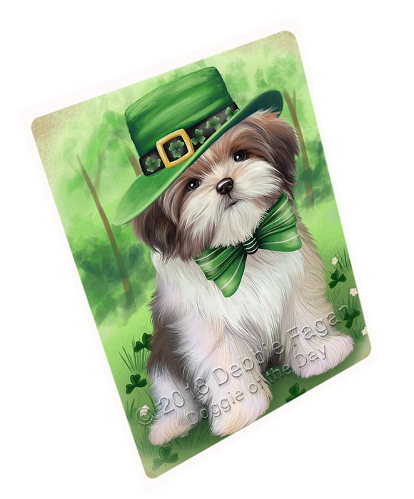 St. Patricks Day Irish Portrait Malti Tzu Dog Tempered Cutting Board C50385