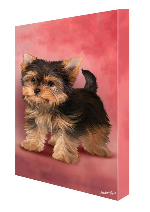 Yorkshire Terrier Puppy Dog Painting Printed on Canvas Wall Art Signed