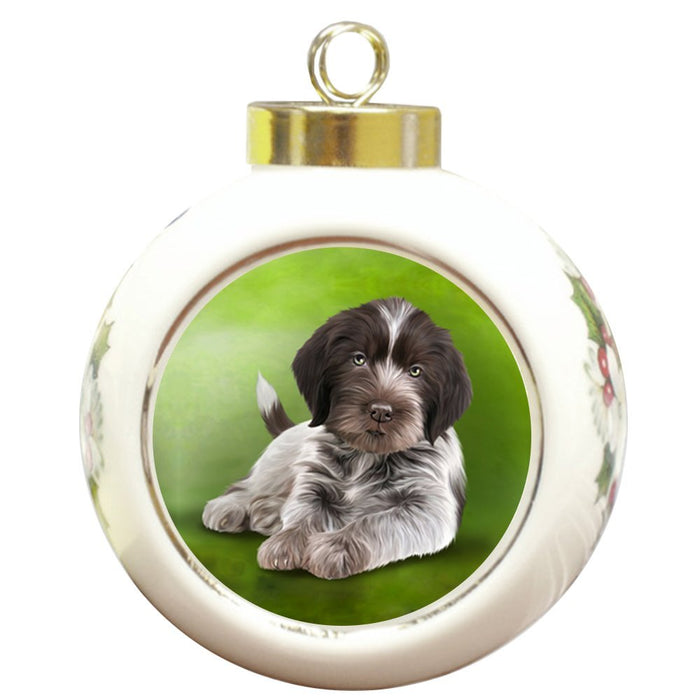 Wirehaired Pointing Griffons Dog Round Ceramic Christmas Ornament