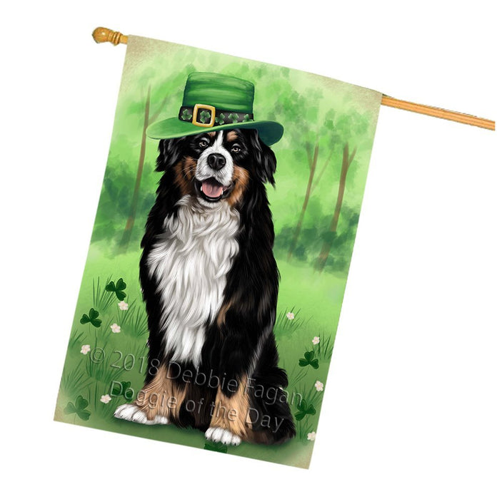 St. Patricks Day Irish Portrait Bernese Mountain Dog House Flag FLG49162