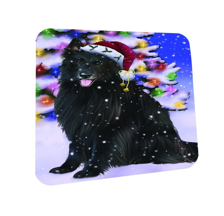 Winterland Wonderland Belgian Shepherds Dog In Christmas Holiday Scenic Background Coasters Set of 4