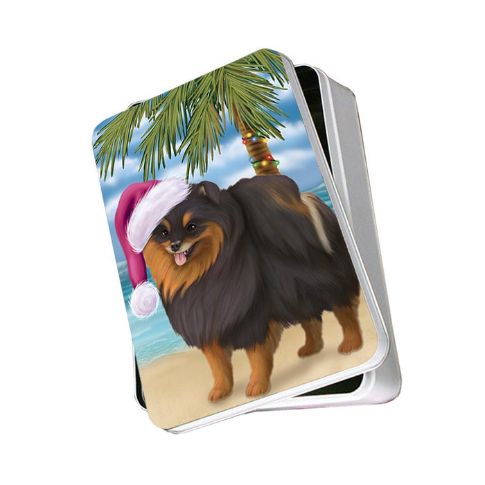 Summertime Pomeranian Spitz Dog on Beach Christmas Photo Storage Tin PTIN0703