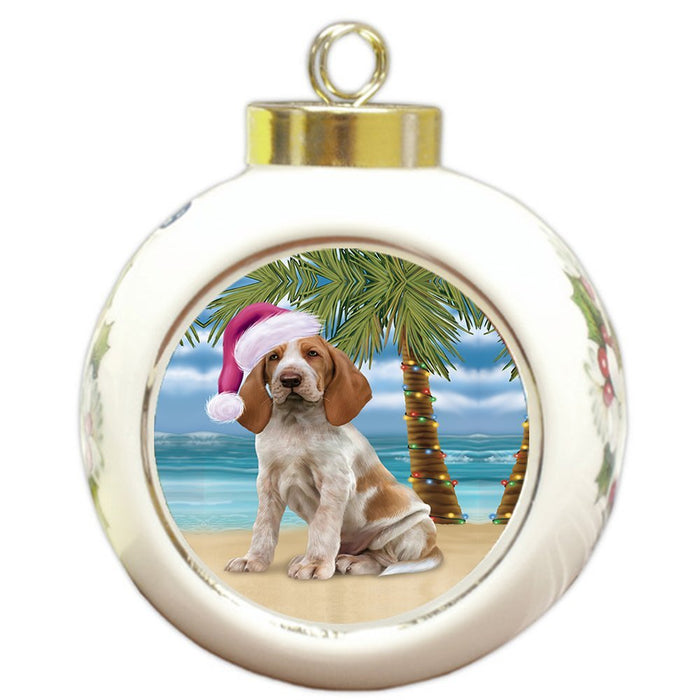 Summertime Bracco Italiano Dog on Beach Christmas Round Ball Ornament POR1077
