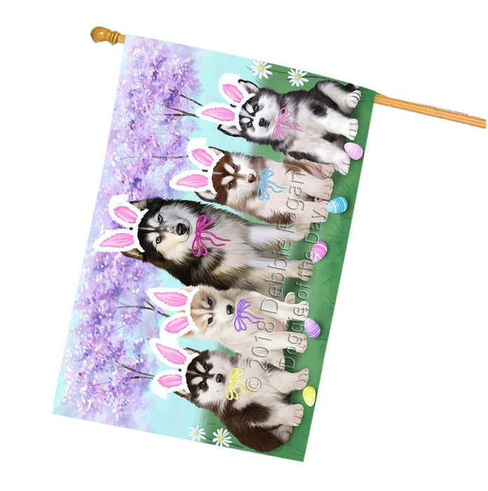 Siberian Huskies Dog Easter Holiday House Flag FLG49373