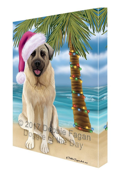 Summertime Happy Holidays Christmas Anatolian Shepherd Dog on Tropical Island Beach Canvas Wall Art D088