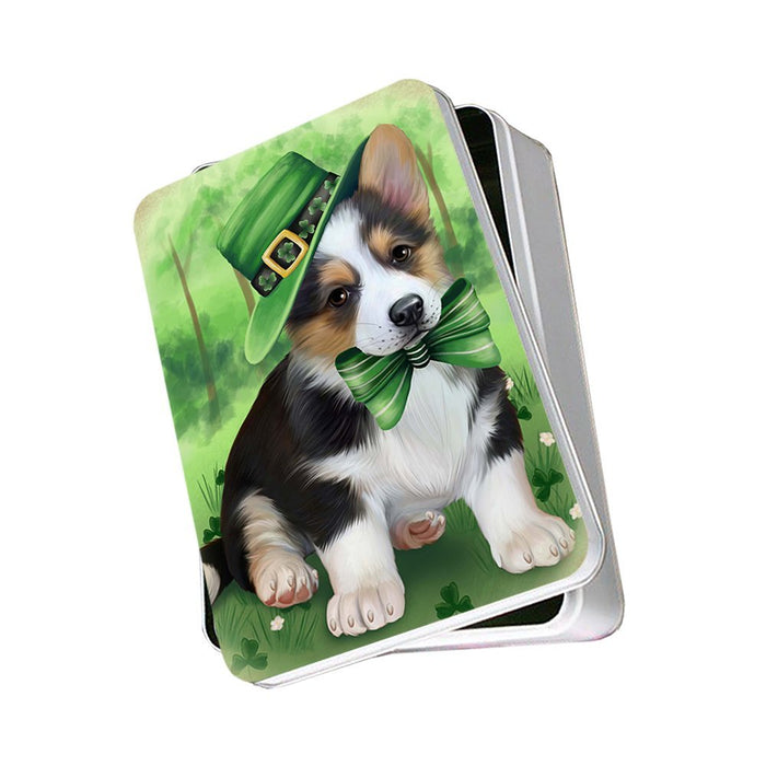 St. Patricks Day Irish Portrait Corgie Dog Photo Storage Tin PITN48789