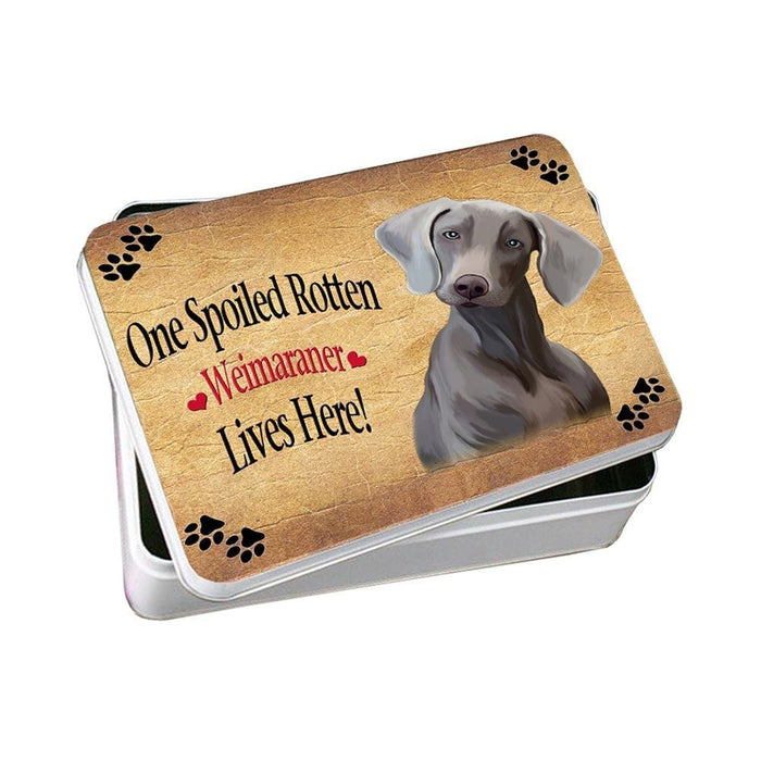 Weimaraner Spoiled Rotten Dog Photo Storage Tin