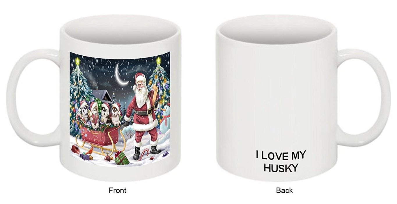 Santa Sled Dogs Husky Christmas Mug CMG0520