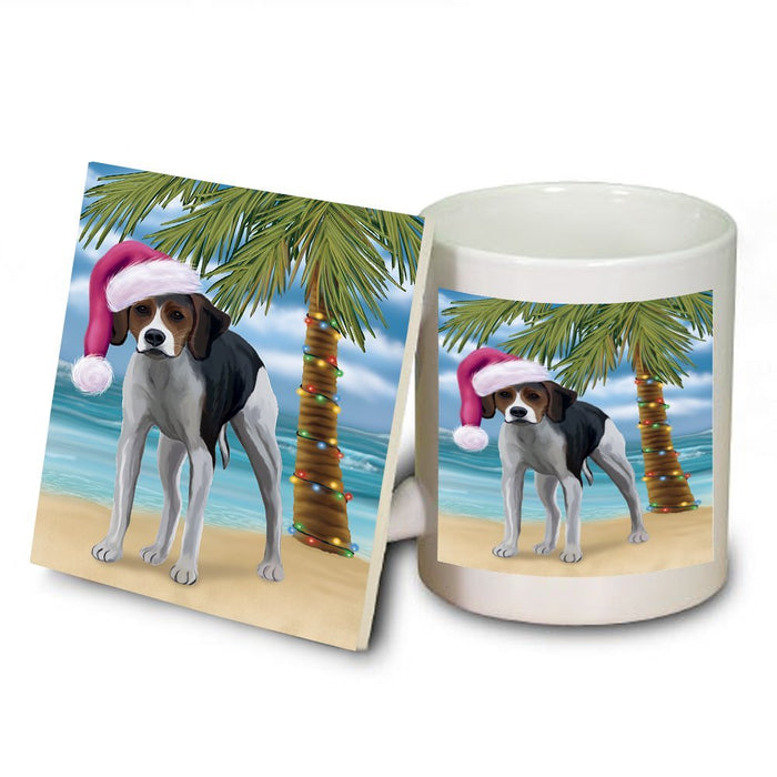 Summertime American Foxhound Dog on Beach Christmas Mug and Coaster Set MUC0511