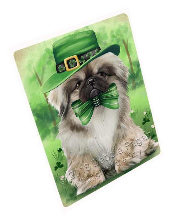 St. Patricks Day Irish Portrait Pekingese Dog Tempered Cutting Board C50400