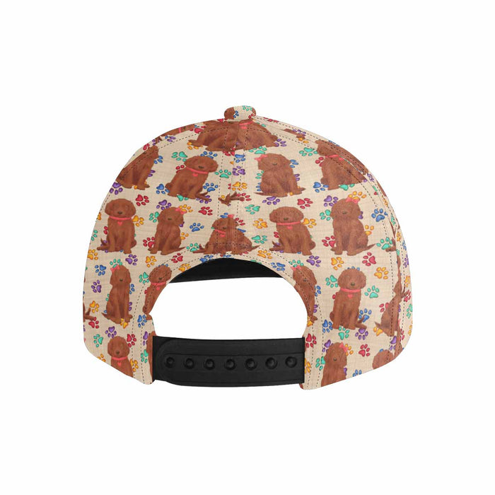 Women's All Over Rainbow Paw Print Irish Red Setter Dog Snapback Hat Cap