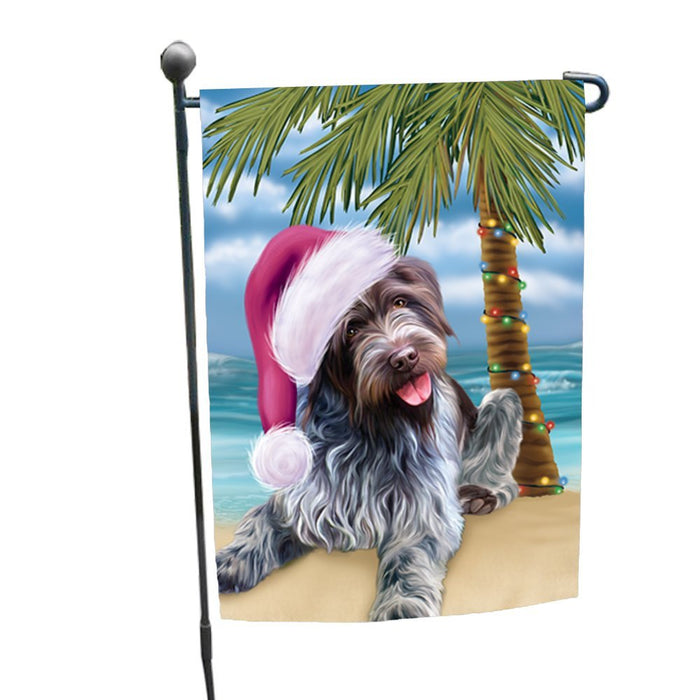 Summertime Christmas Happy Holidays Wirehaired Pointing Griffon Dog on Beach Garden Flag FLG345