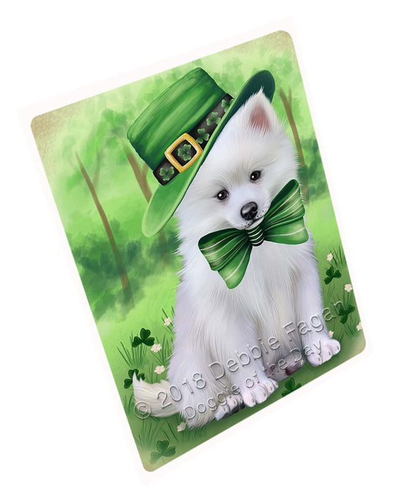 St. Patricks Day Irish Portrait American Eskimo Dog Tempered Cutting Board C49197