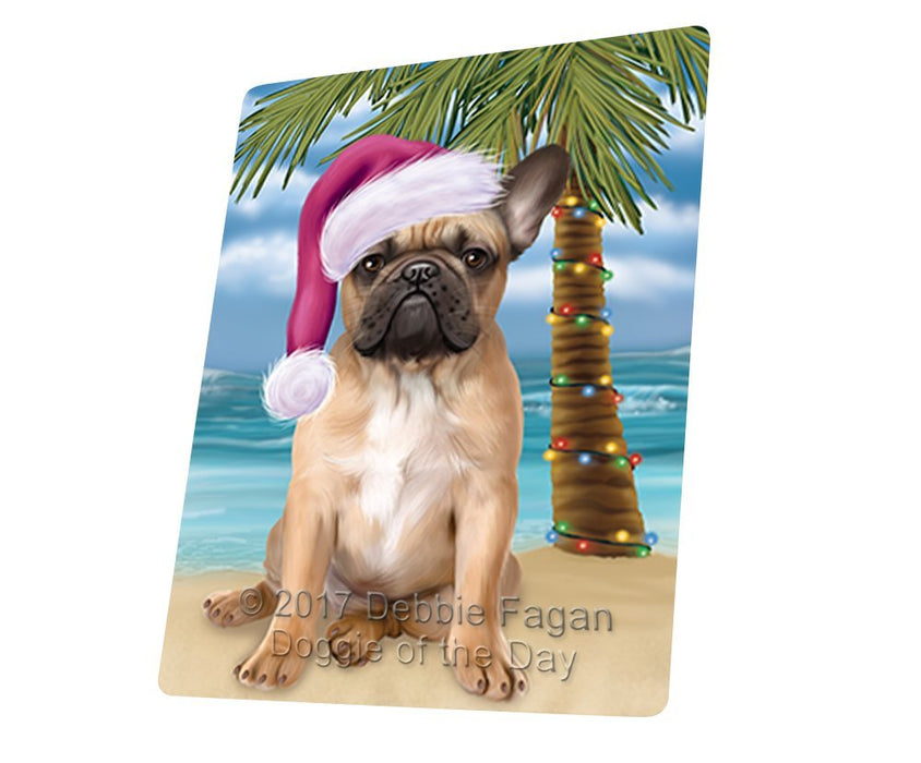 Summertime Happy Holidays Christmas French Bulldog Dog on Tropical Island Beach Large Refrigerator / Dishwasher Magnet D172