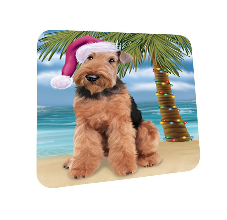 Summertime Airedale Dog on Beach Christmas Coasters CST416 (Set of 4)