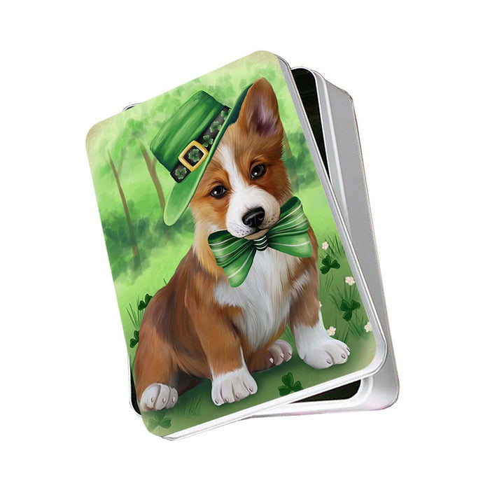St. Patricks Day Irish Portrait Corgie Dog Photo Storage Tin PITN48788