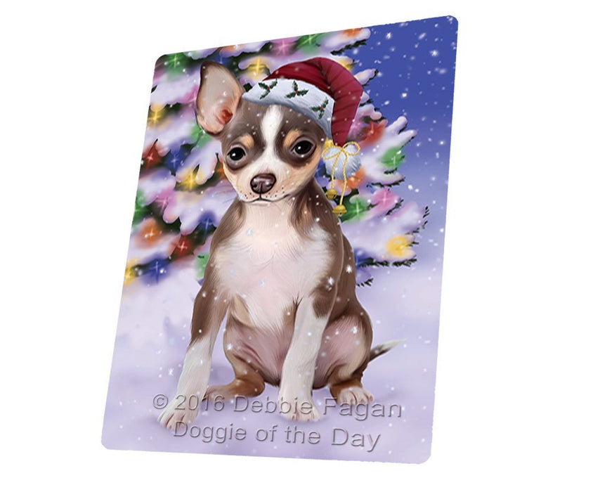 Winterland Wonderland Chihuahua Dog In Christmas Holiday Scenic Background Large Refrigerator / Dishwasher Magnet